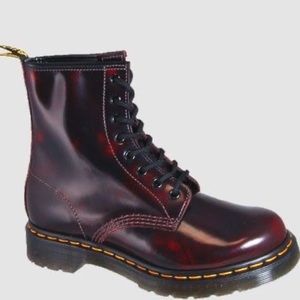 Dr. Martens burgundy brushed leather boot